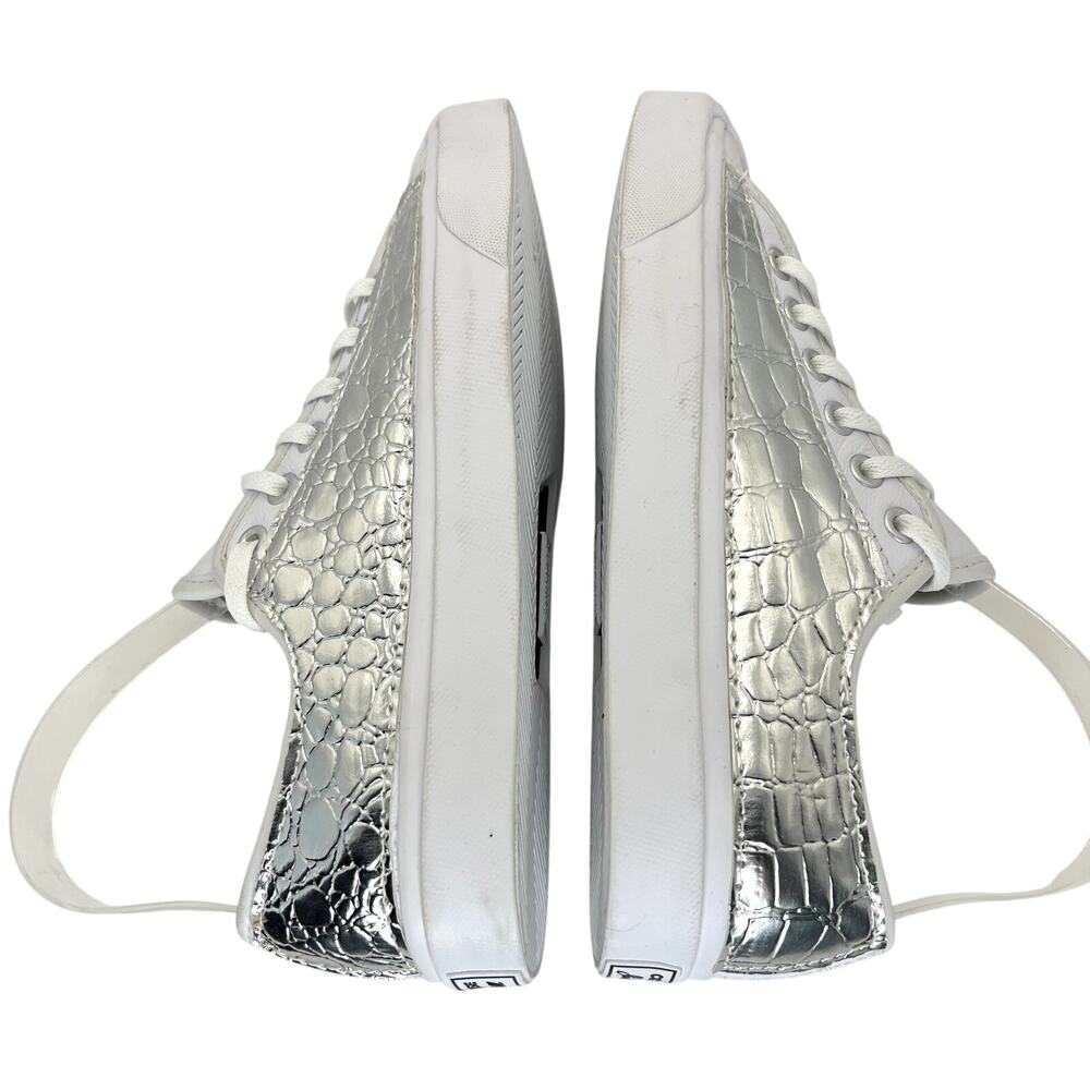 Converse X Jack Purcell Vintage RARE White Leather Croc Embossed Silver Sneakers - Picture 6 of 9